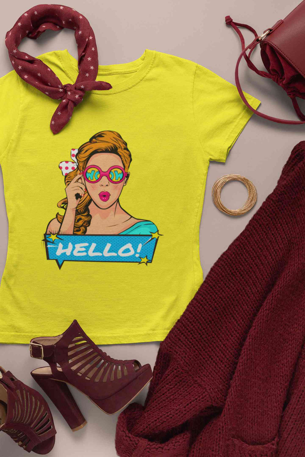 Pop Art Surprised Women Half Sleeves T-shirt- KidsFashionVilla