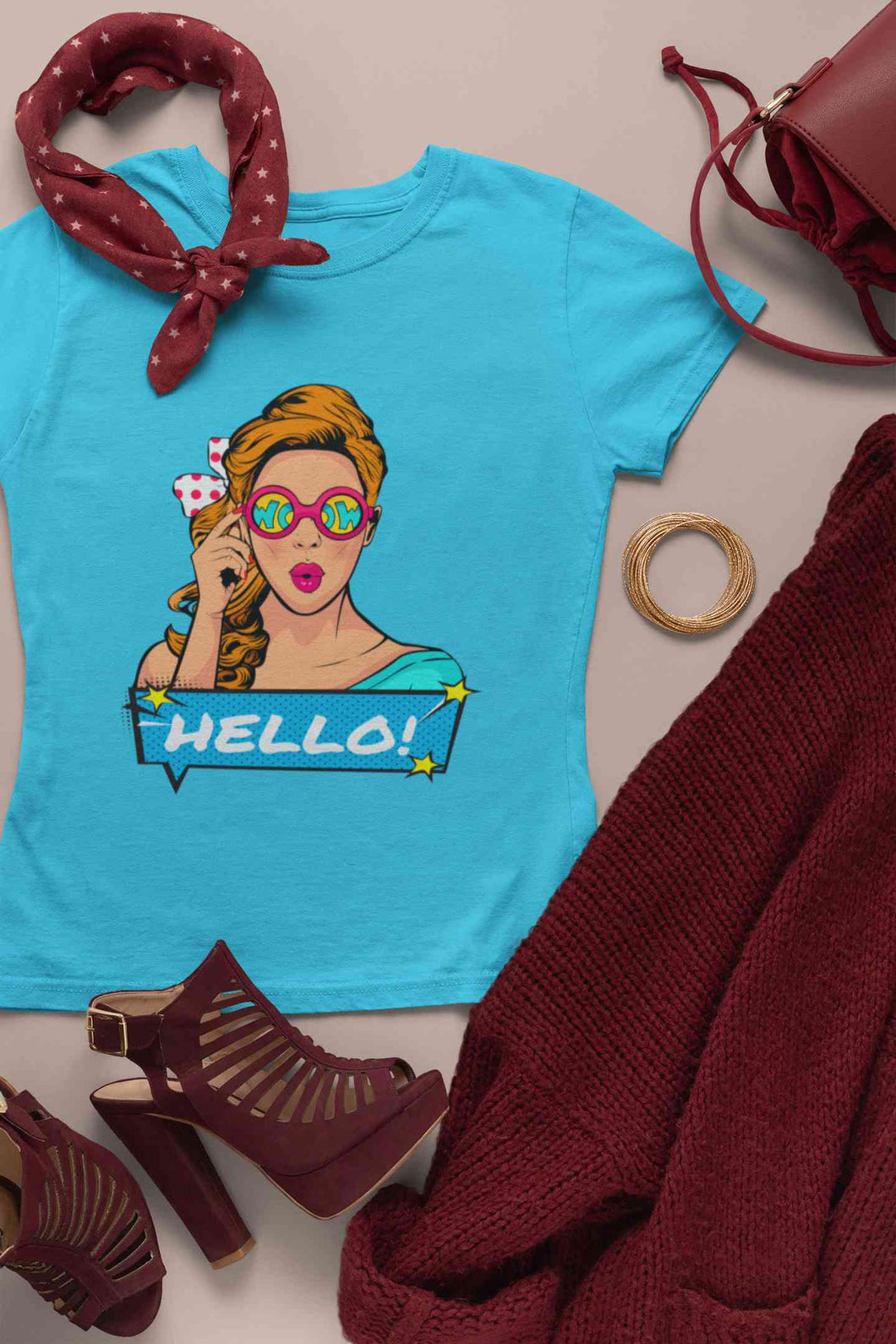 Pop Art Surprised Women Half Sleeves T-shirt- KidsFashionVilla
