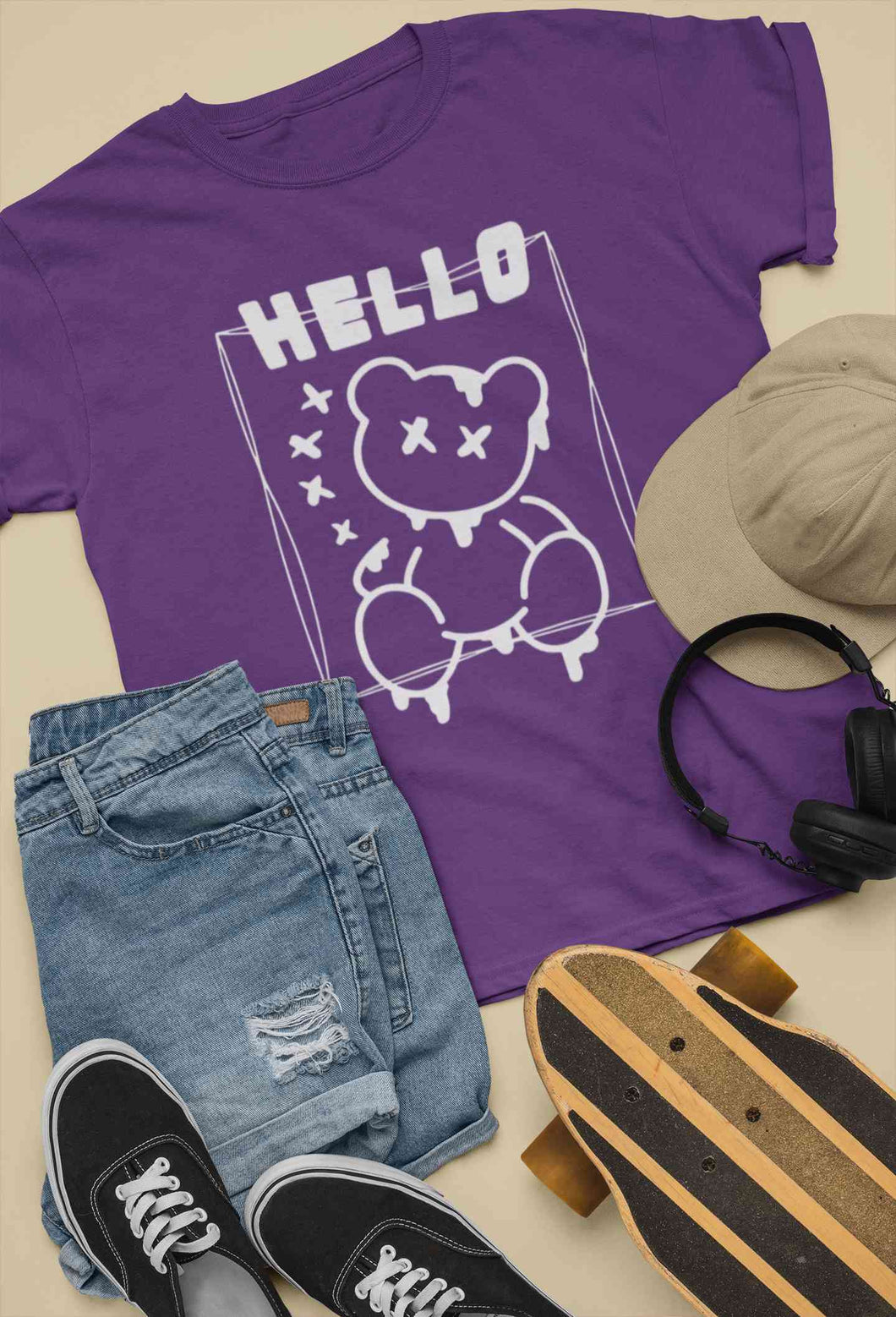 Hello Graphic Mens Half Sleeves T-shirt- KidsFashionVilla