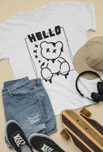 Load image into Gallery viewer, Hello Graphic Women Half Sleeves T-shirt- KidsFashionVilla
