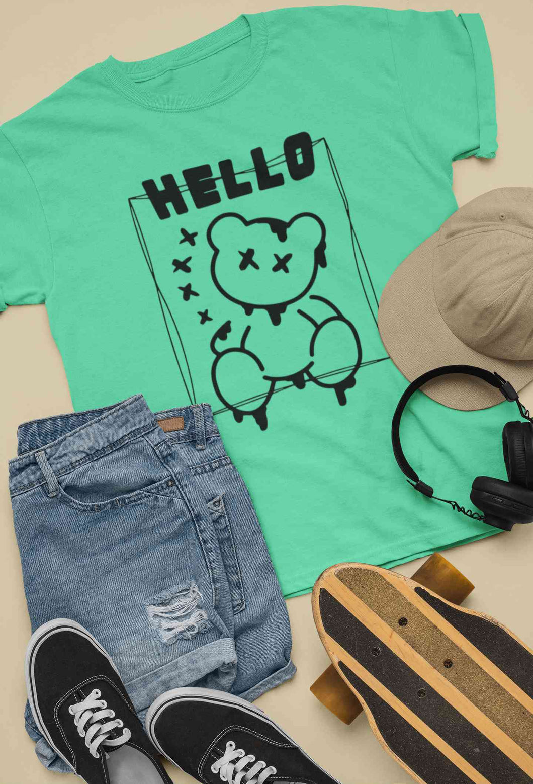 Hello Graphic Mens Half Sleeves T-shirt- KidsFashionVilla
