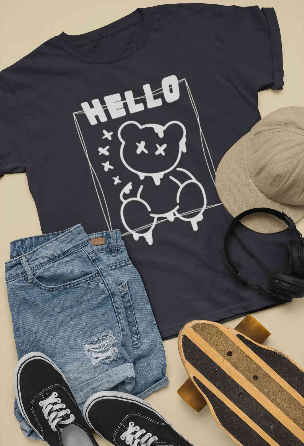 Hello Graphic Mens Half Sleeves T-shirt- KidsFashionVilla
