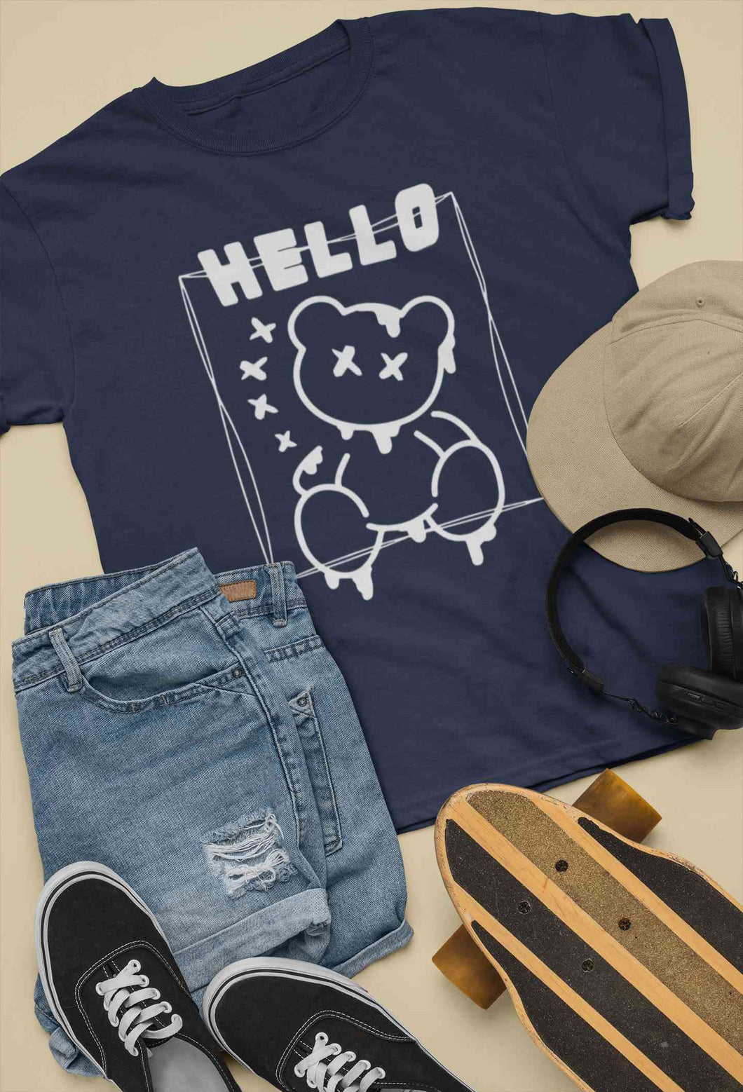 Hello Graphic Mens Half Sleeves T-shirt- KidsFashionVilla