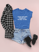 Load image into Gallery viewer, Today Has Been Cancelled Go  Back To Bed Alia Bhatt Celebrity T-shirt- KidsFashionVilla
