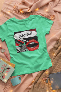 Pop Art Lips Empty Thought Bubble Women Half Sleeves T-shirt- KidsFashionVilla