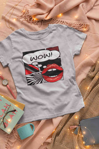 Pop Art Lips Empty Thought Bubble Women Half Sleeves T-shirt- KidsFashionVilla