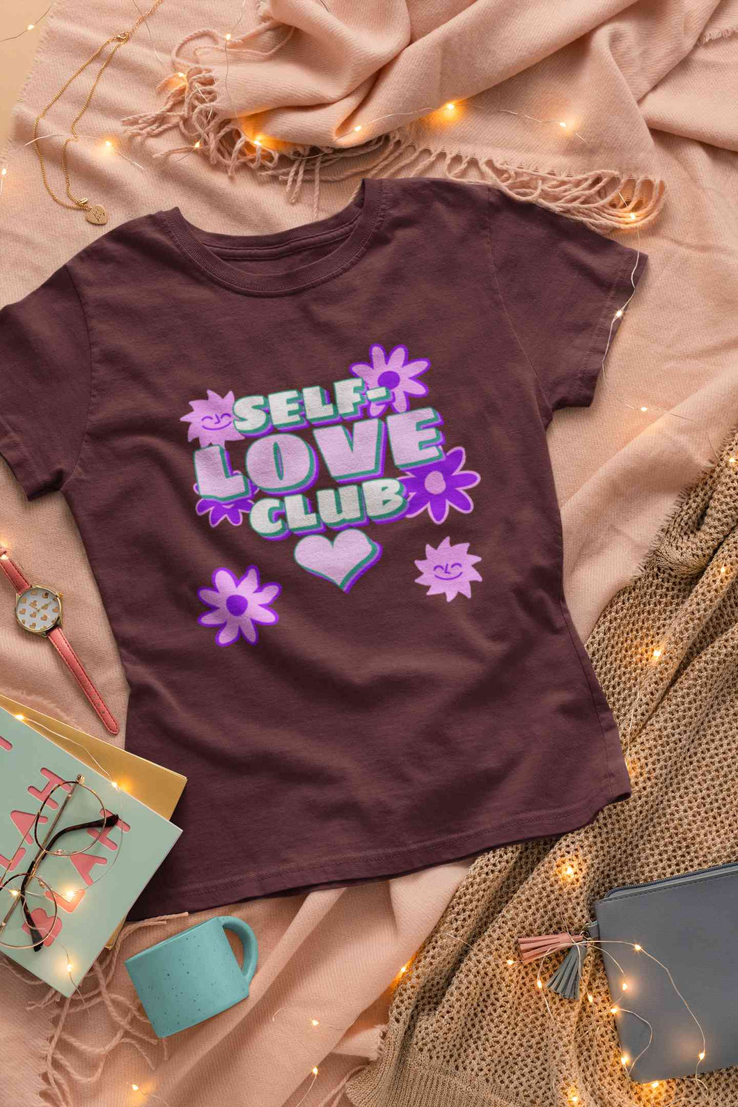 60s Inspired A Self Love Quote Women Half Sleeves T-shirt- KidsFashionVilla