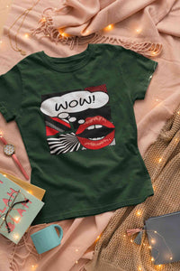Pop Art Lips Empty Thought Bubble Women Half Sleeves T-shirt- KidsFashionVilla