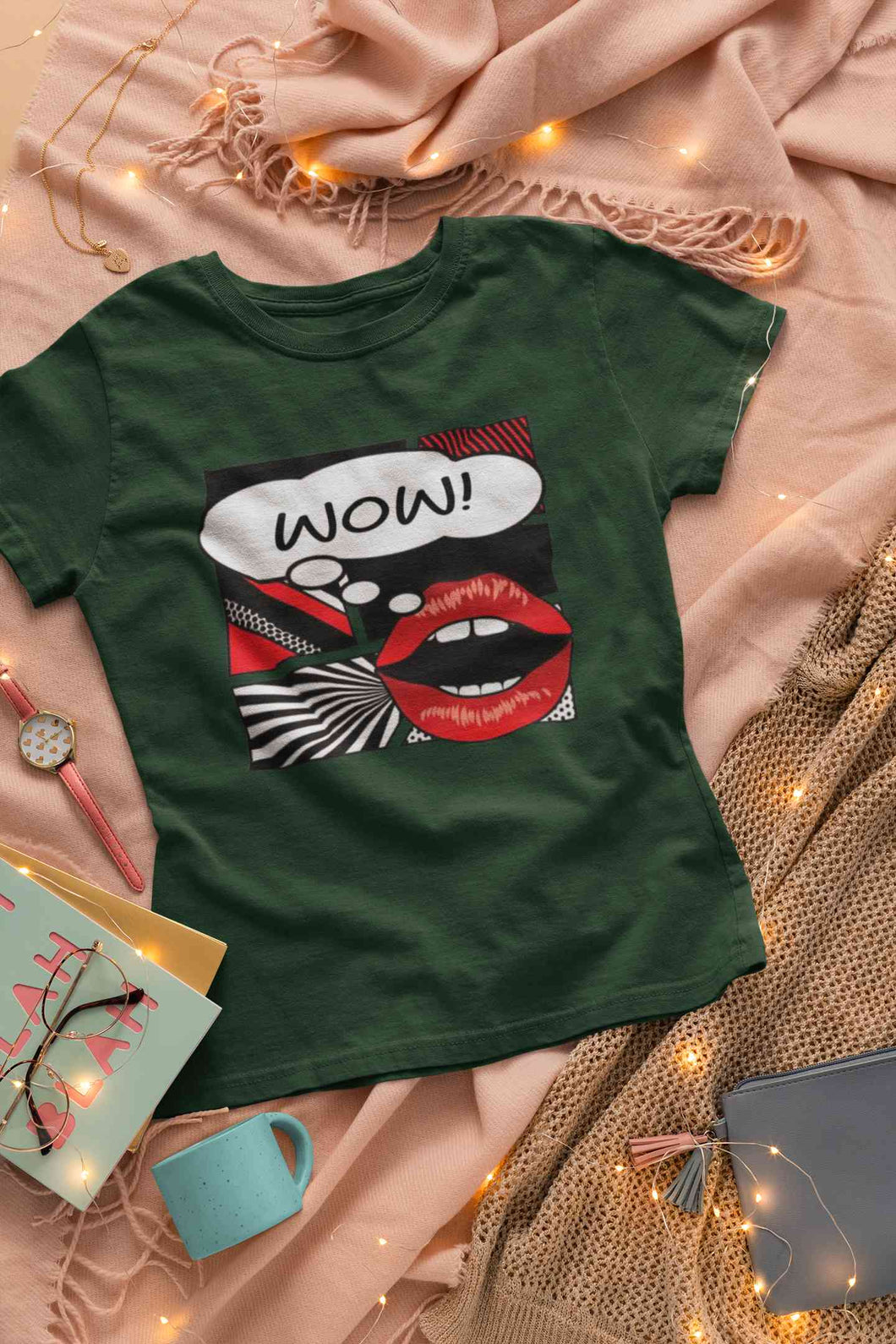 Pop Art Lips Empty Thought Bubble Women Half Sleeves T-shirt- KidsFashionVilla
