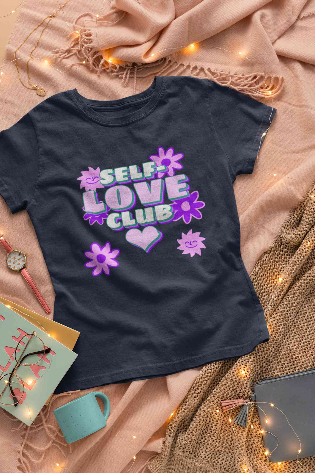 60s Inspired A Self Love Quote Women Half Sleeves T-shirt- KidsFashionVilla