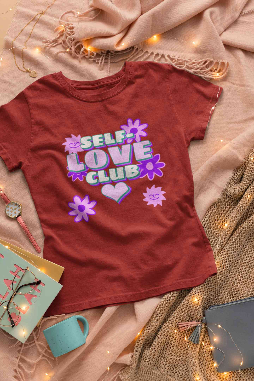 60s Inspired A Self Love Quote Women Half Sleeves T-shirt- KidsFashionVilla