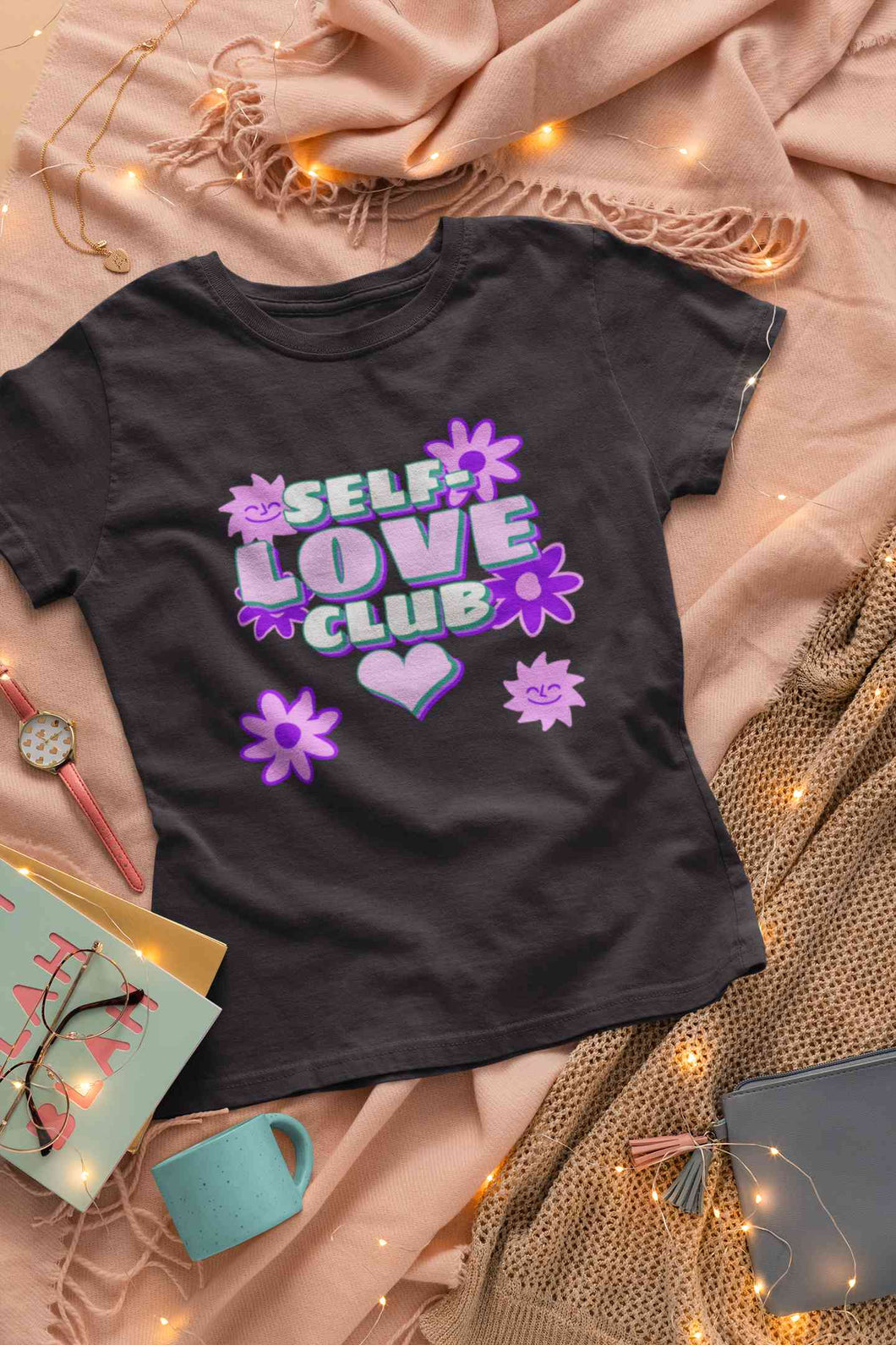 60s Inspired A Self Love Quote Women Half Sleeves T-shirt- KidsFashionVilla