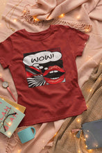 Load image into Gallery viewer, Pop Art Lips Empty Thought Bubble Women Half Sleeves T-shirt- KidsFashionVilla
