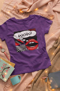 Pop Art Lips Empty Thought Bubble Women Half Sleeves T-shirt- KidsFashionVilla