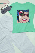 Load image into Gallery viewer, Pop Art Sunglasses Girl Women Half Sleeves T-shirt- KidsFashionVilla
