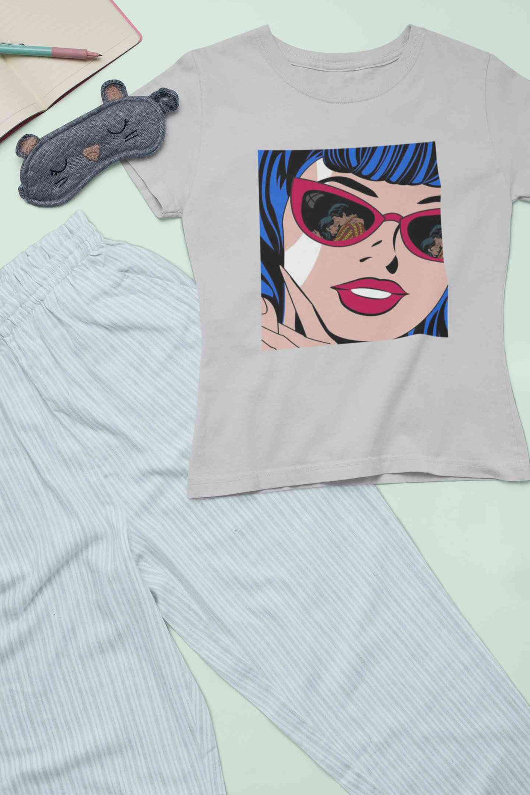 Pop Art Sunglasses Girl Women Half Sleeves T-shirt- KidsFashionVilla
