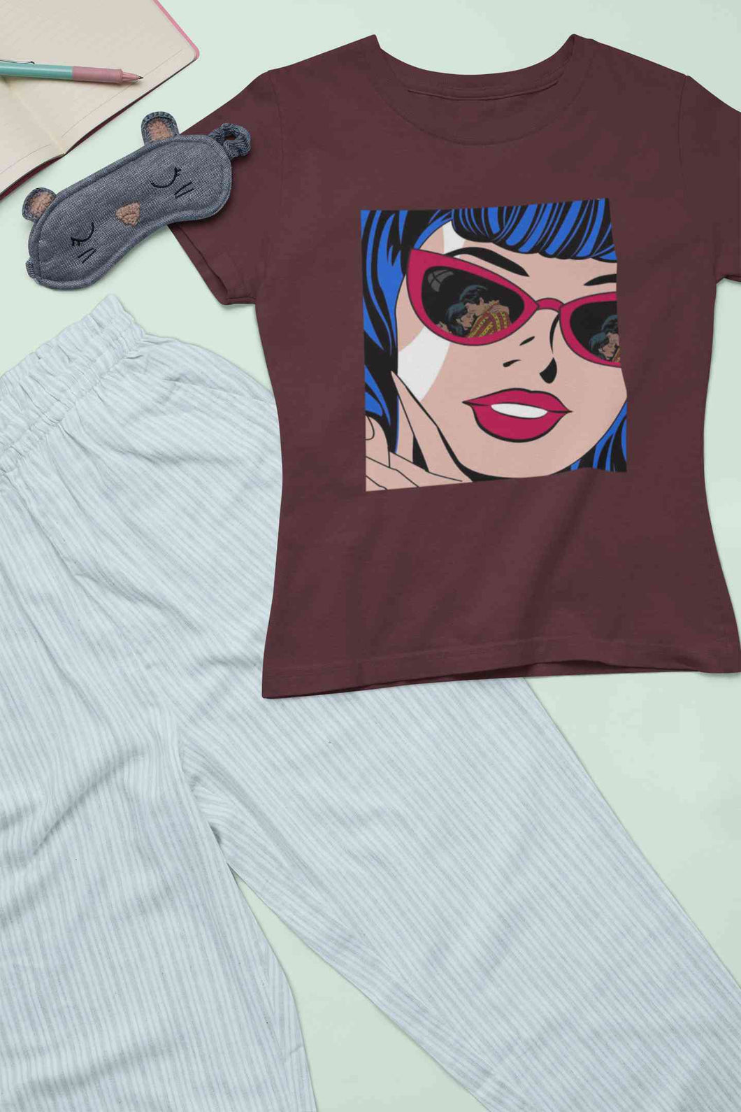 Pop Art Sunglasses Girl Women Half Sleeves T-shirt- KidsFashionVilla