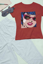 Load image into Gallery viewer, Pop Art Sunglasses Girl Women Half Sleeves T-shirt- KidsFashionVilla
