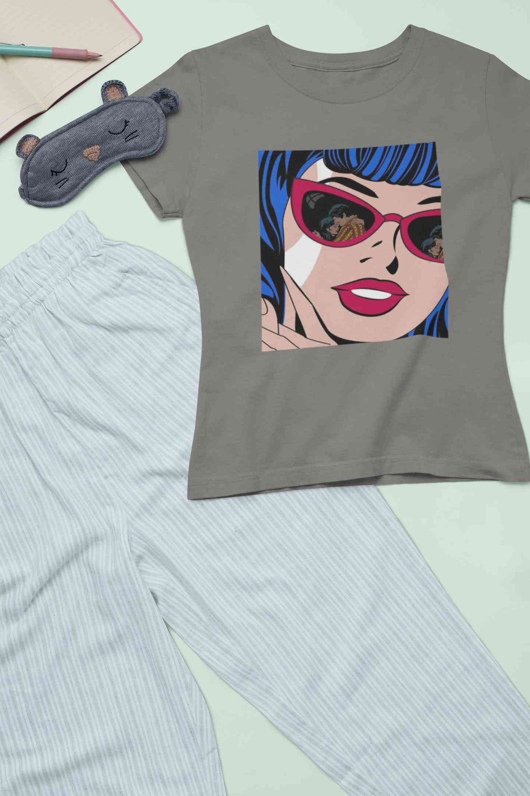 Pop Art Sunglasses Girl Women Half Sleeves T-shirt- KidsFashionVilla