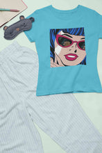 Load image into Gallery viewer, Pop Art Sunglasses Girl Women Half Sleeves T-shirt- KidsFashionVilla
