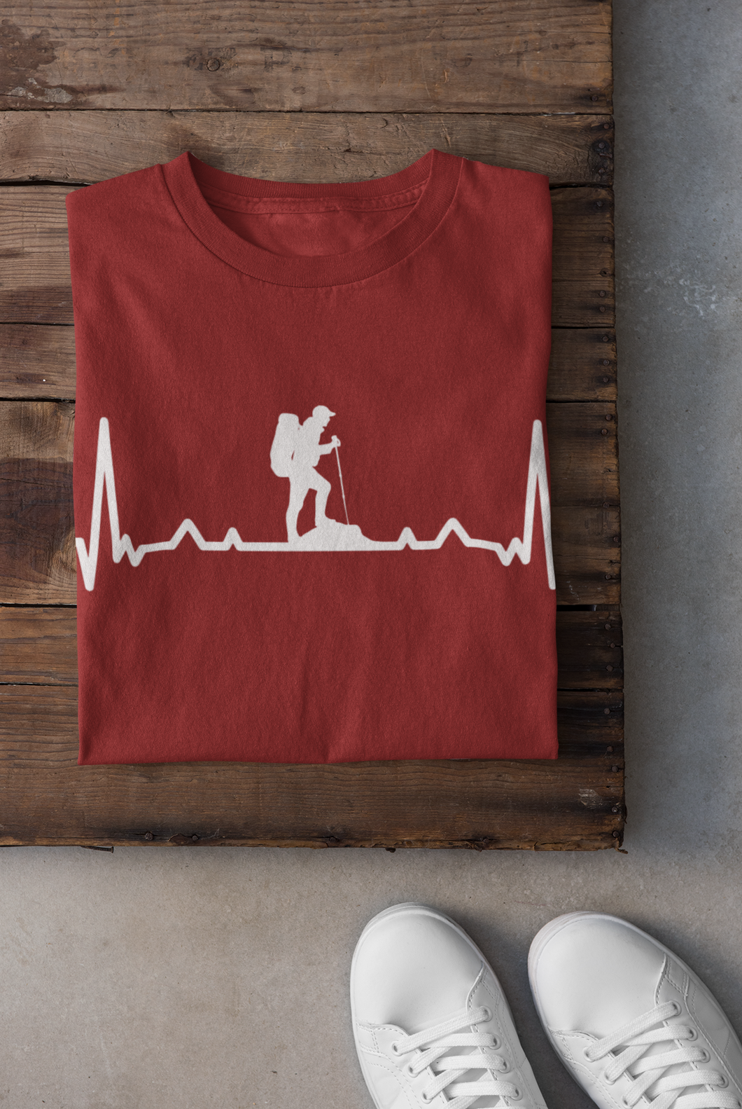 Hiking Heartbeat Mens Half Sleeves T-shirt- KidsFashionVilla