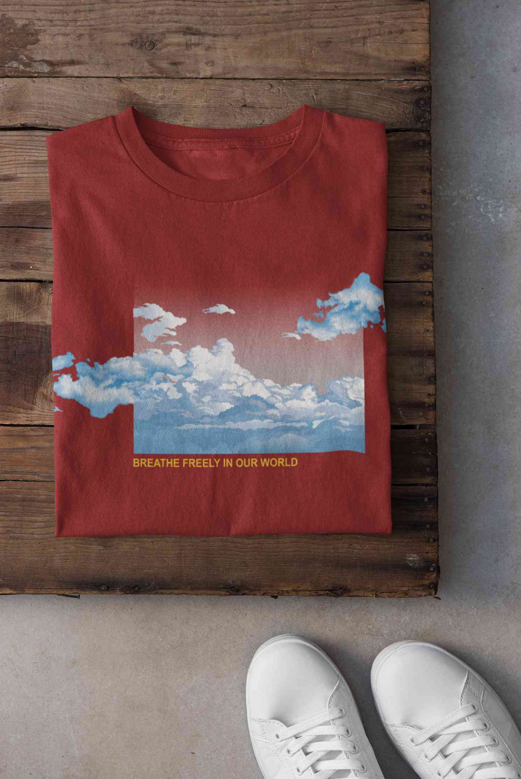 Cloud And Slogan Print Women Half Sleeves T-shirt- KidsFashionVilla