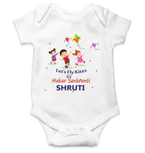 Load image into Gallery viewer, Custom Name Kai Po Che Makar Sankranti Rompers for Baby Girl- KidsFashionVilla
