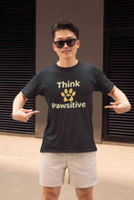 Load image into Gallery viewer, Think Pawsitive Mens Half Sleeves T-shirt- KidsFashionVilla
