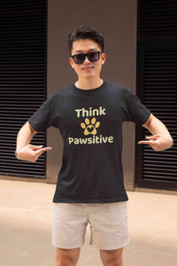 Think Pawsitive Mens Half Sleeves T-shirt- KidsFashionVilla