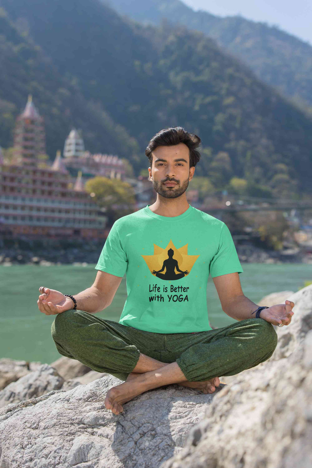 Life Is Better With Yoga Mens Half Sleeves T-shirt- KidsFashionVilla