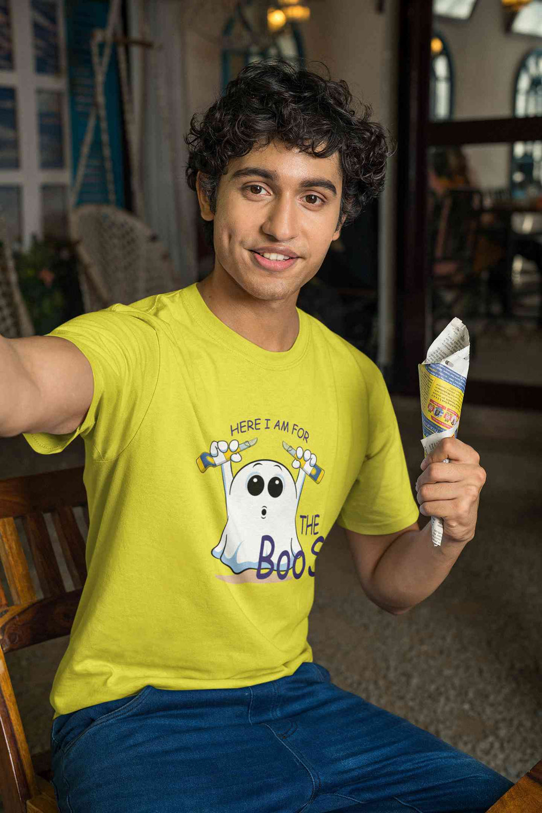 Here For The Boos Mens Half Sleeves T-shirt- KidsFashionVilla