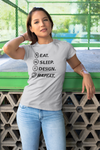 Eat Sleep Design Funny Architect Profession Women Half Sleeves T-shirt- KidsFashionVilla
