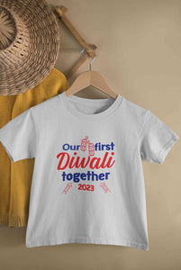 Custom Year Our First Diwali Together Family Half Sleeves T-Shirts-KidsFashionVilla