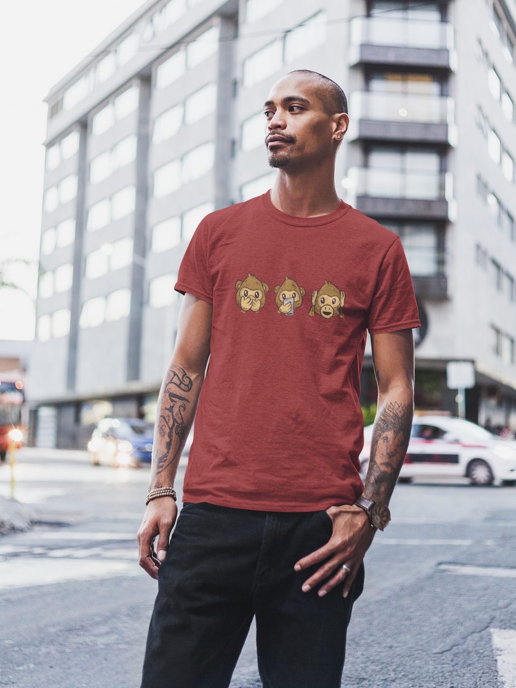 Monkey Emojis Mens Half Sleeves T-shirt- KidsFashionVilla