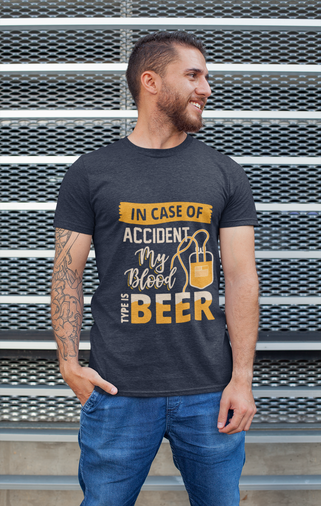 My Blood Type Is Beer Mens Half Sleeves T-shirt- KidsFashionVilla