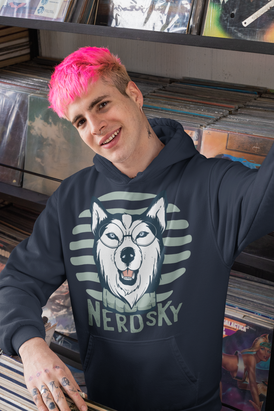 Husky glasses Men Hoodies-KidsFashionVilla