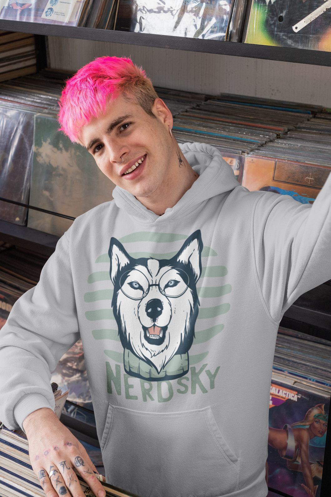 Husky glasses Men Hoodies-KidsFashionVilla