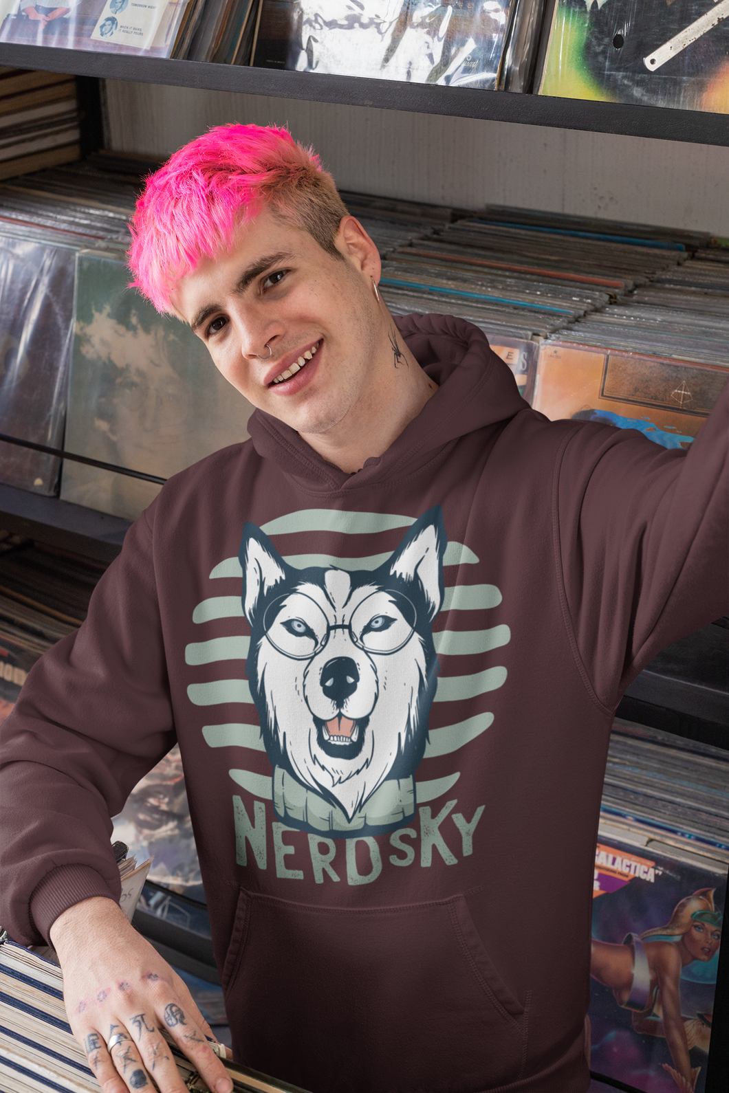 Husky glasses Men Hoodies-KidsFashionVilla