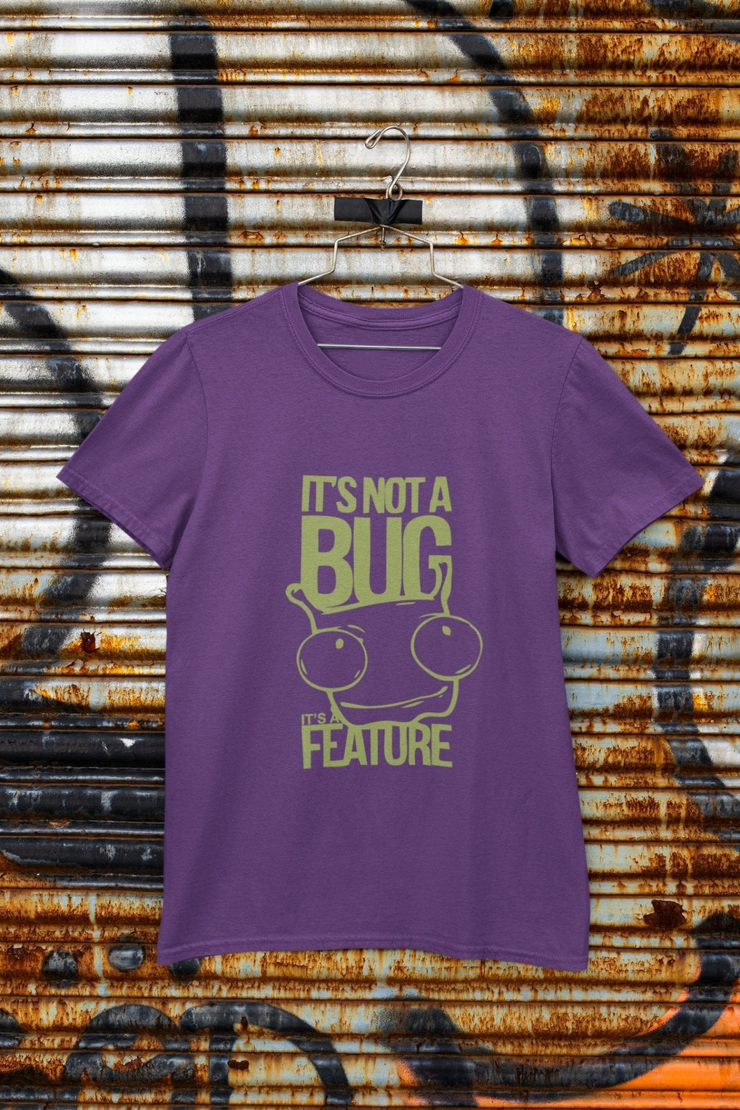 Its Not A Bug Typography Mens Half Sleeves T-shirt- FunkyTeesClub - Funky Tees Club