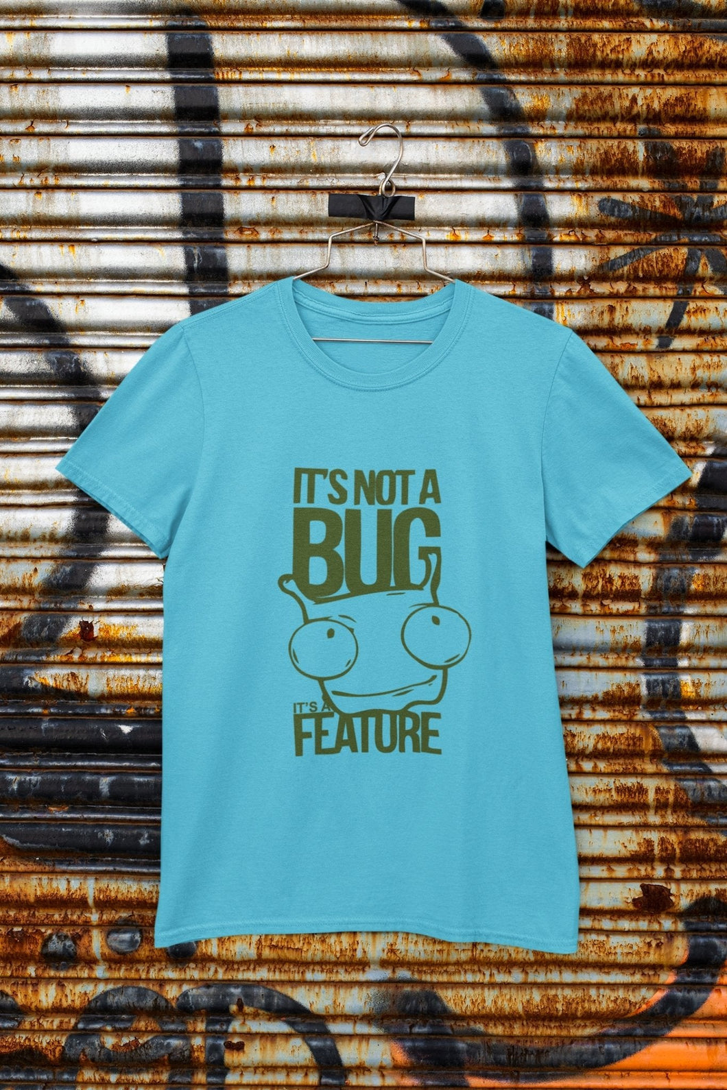 Its Not A Bug Typography Mens Half Sleeves T-shirt- FunkyTeesClub - Funky Tees Club