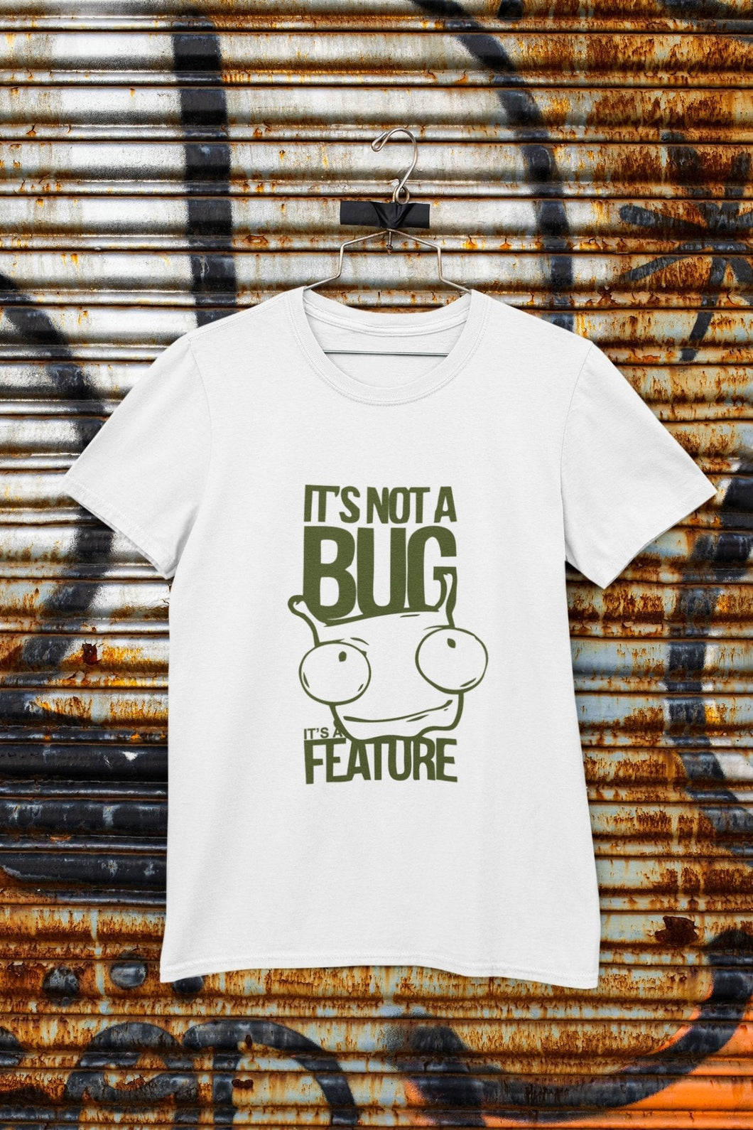 Its Not A Bug Typography Mens Half Sleeves T-shirt- FunkyTeesClub - Funky Tees Club