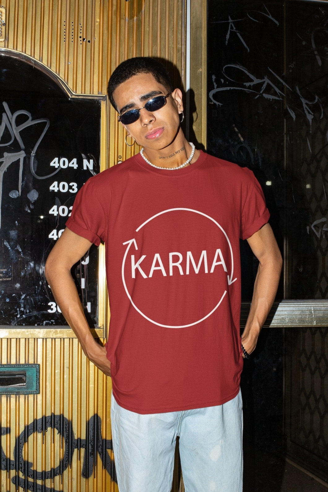 Karma Typography Mens Half Sleeves T-shirt- FunkyTeesClub - Funky Tees Club