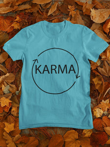 Karma Typography Women Half Sleeves T-shirt- FunkyTeesClub - Funky Tees Club