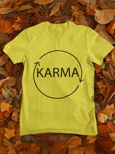 Karma Typography Women Half Sleeves T-shirt- FunkyTeesClub - Funky Tees Club
