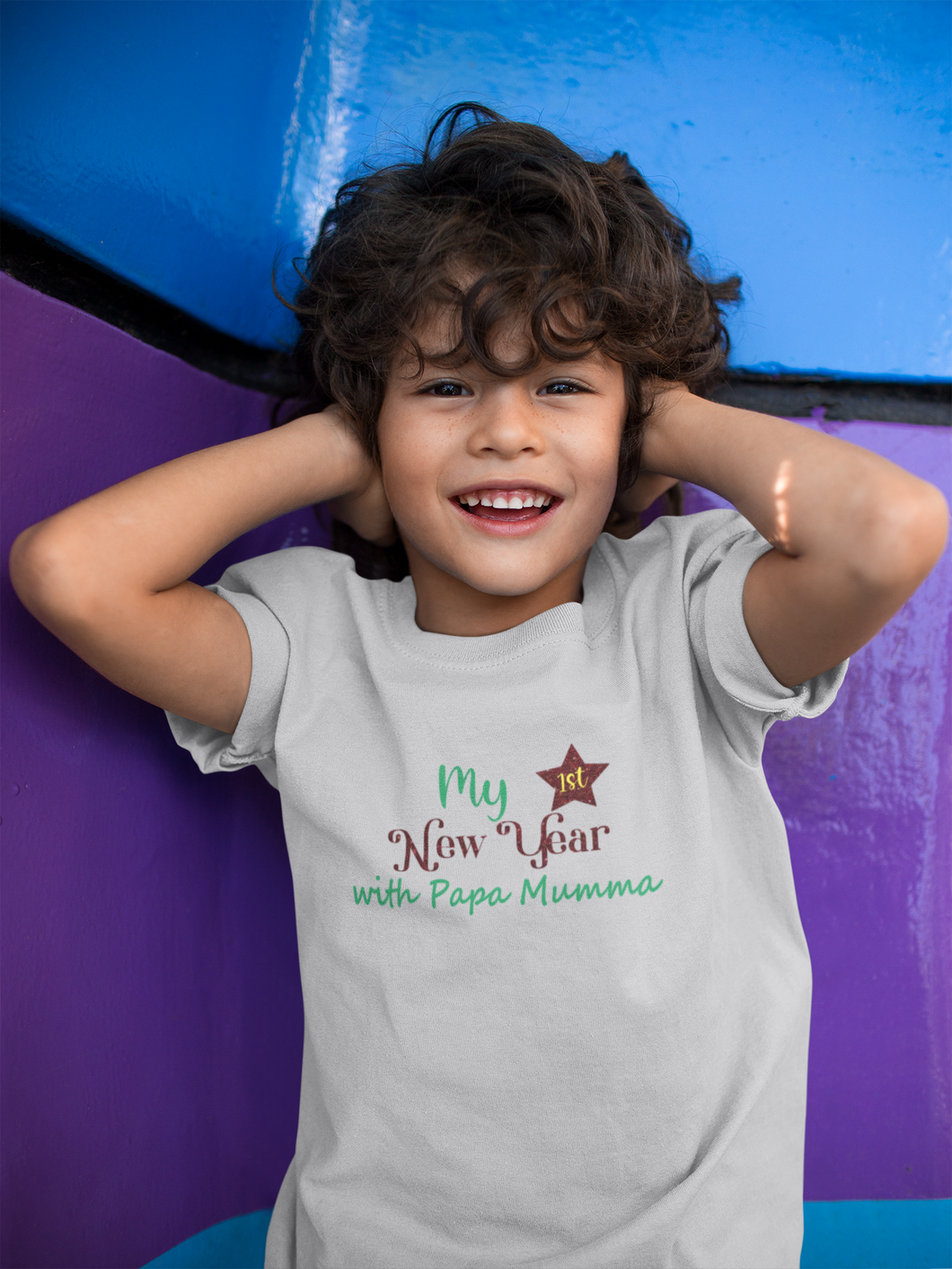 First New Year With Mamma Papa Half Sleeves T-Shirt for Boy-KidsFashionVilla