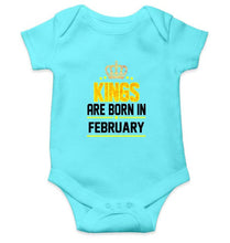 Load image into Gallery viewer, Kings are born in February Rompers for Baby Boy - FunkyTradition FunkyTradition
