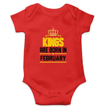 Load image into Gallery viewer, Kings are born in February Rompers for Baby Boy - FunkyTradition FunkyTradition
