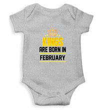 Load image into Gallery viewer, Kings are born in February Rompers for Baby Boy - FunkyTradition FunkyTradition
