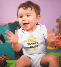 Load image into Gallery viewer, Kings are born in January Rompers for Baby Boy - FunkyTradition FunkyTradition

