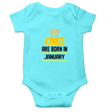 Load image into Gallery viewer, Kings are born in January Rompers for Baby Boy - FunkyTradition FunkyTradition
